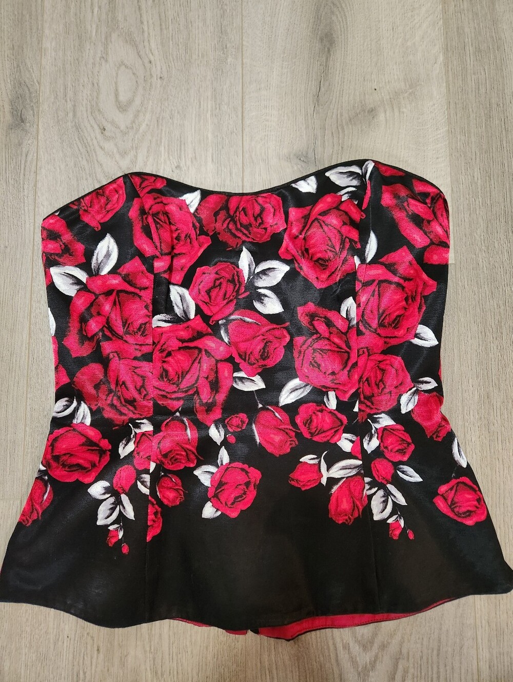Strapless Rose Corset Bustier Top Coquette Fairt Garden Floral Ren Faire Sz 0